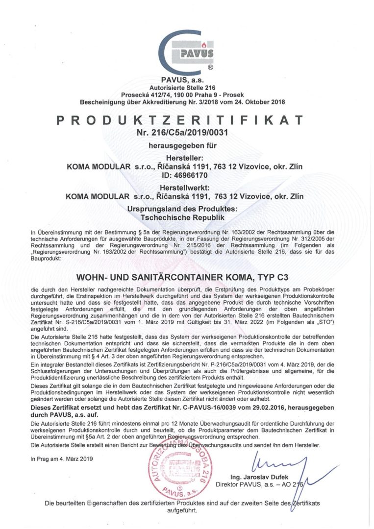 Wohn- und Sanitärcontainer KOMA, typ C3