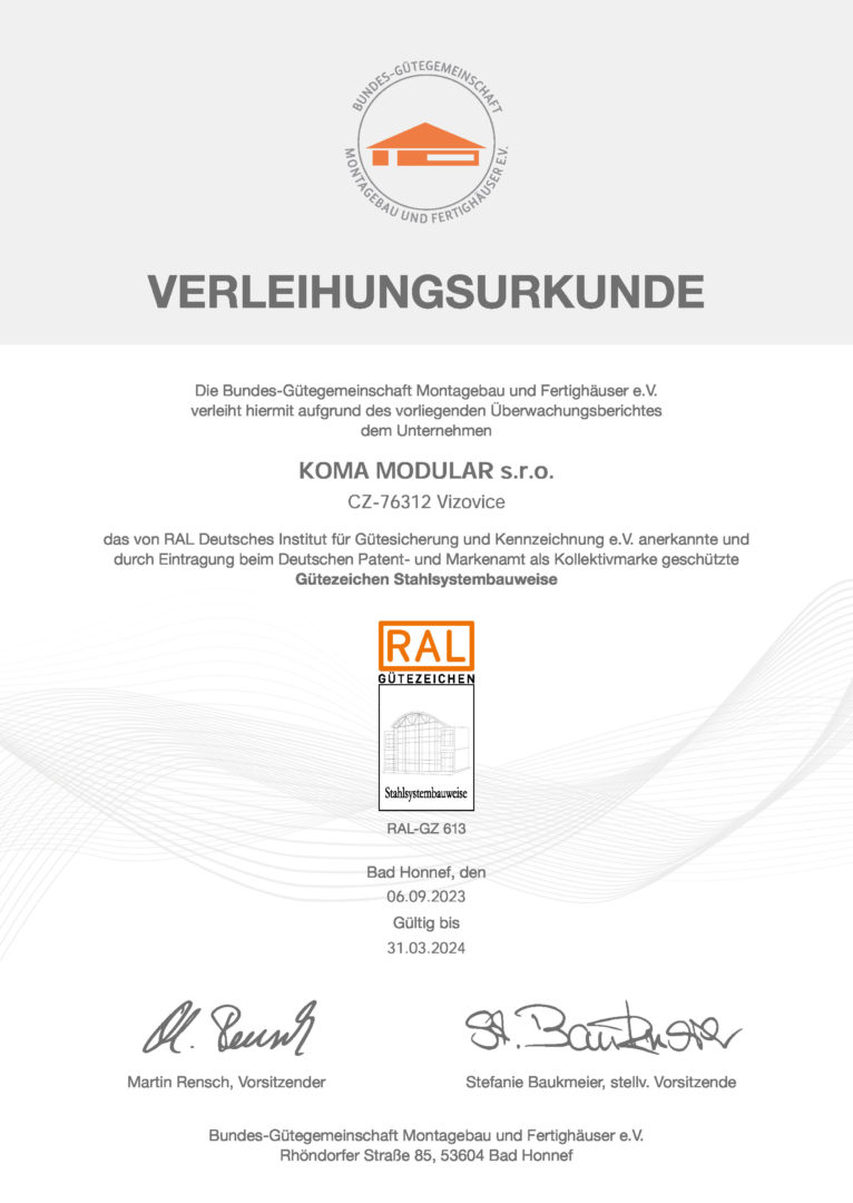 Gütezeichen Stahlsystembauweise